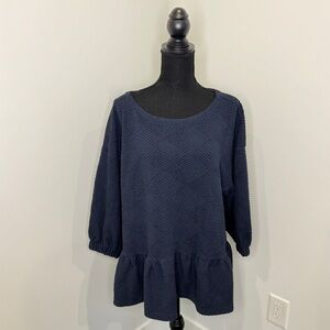 Maeve by Anthropology Blue Bubble Sleeve Sweater (L)